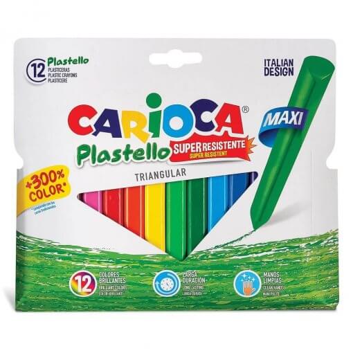 Carioca Jumbo Üçgen Elleri Kirletmeyen Yıkanabilir Pastel Boya Kalemi 12'li